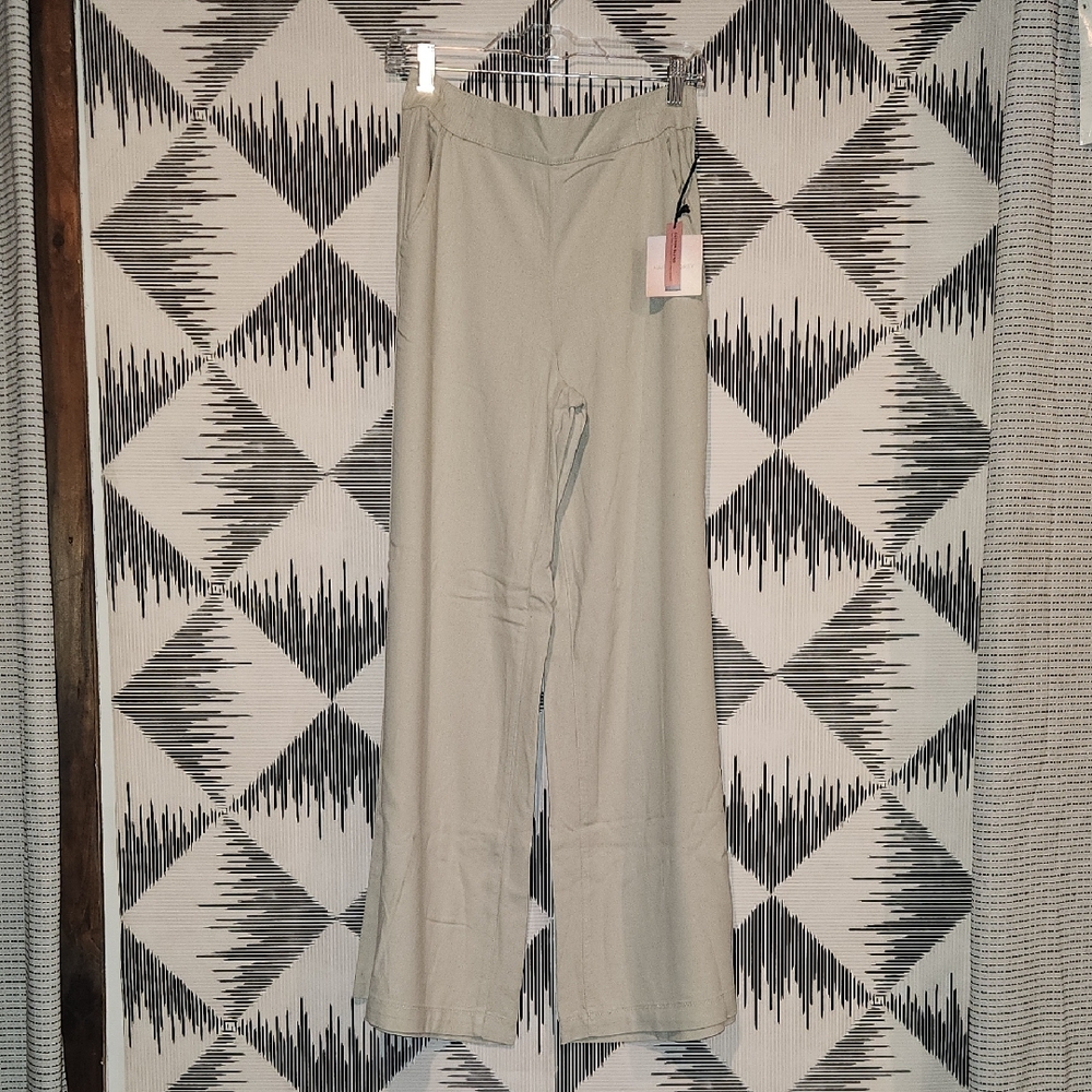 Happily Grey Stylish Cream Flare Pants